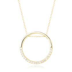 Colier argint placat cu aur galben cu pandantiv cerc cu pietre DiAmanti Z1456N_G-DIA (Argint 925‰ 3 g.)